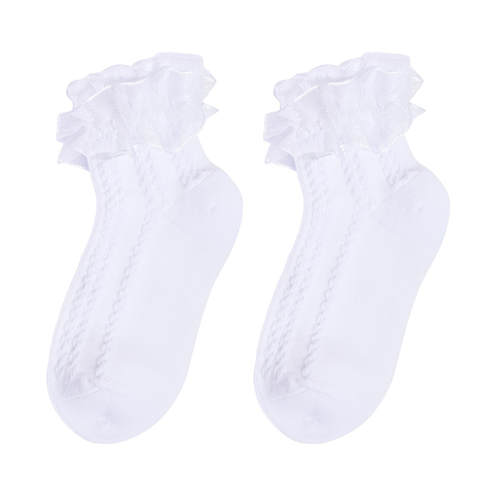 Rthjsfj Girls Cotton Lace Dress Socks White 1 Pack Size 4-6 Years