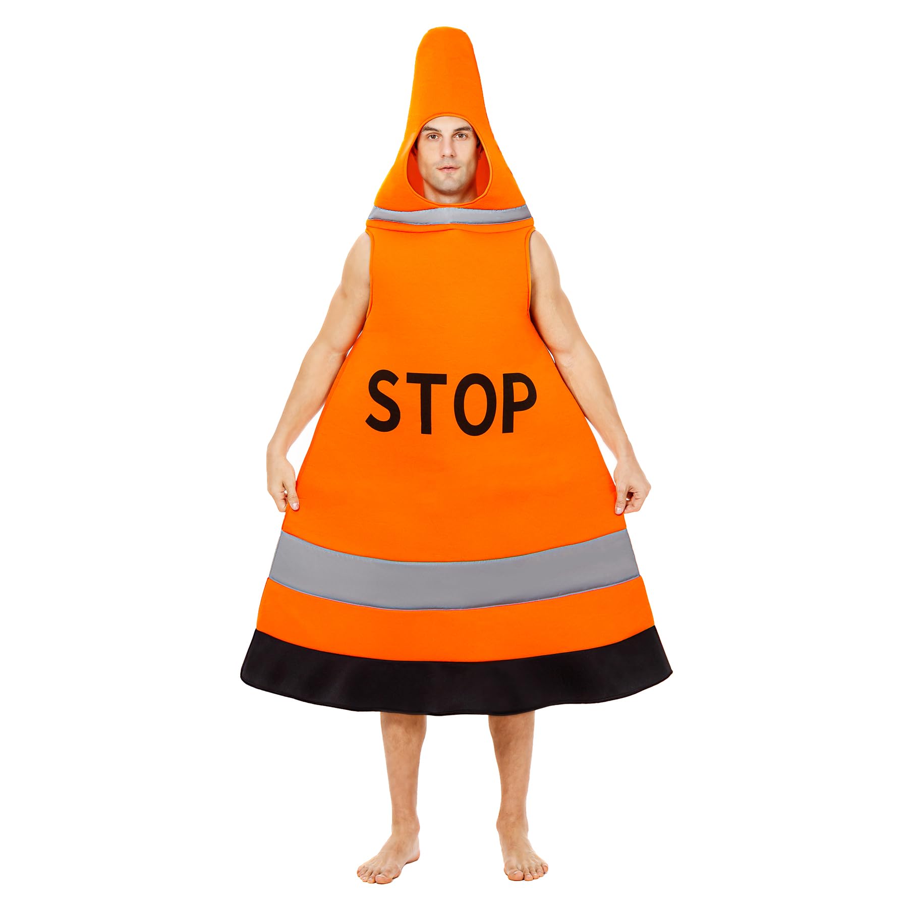 MISS FANTASY Traffic Cone Costume Adult Full Body Yellow Standard Size