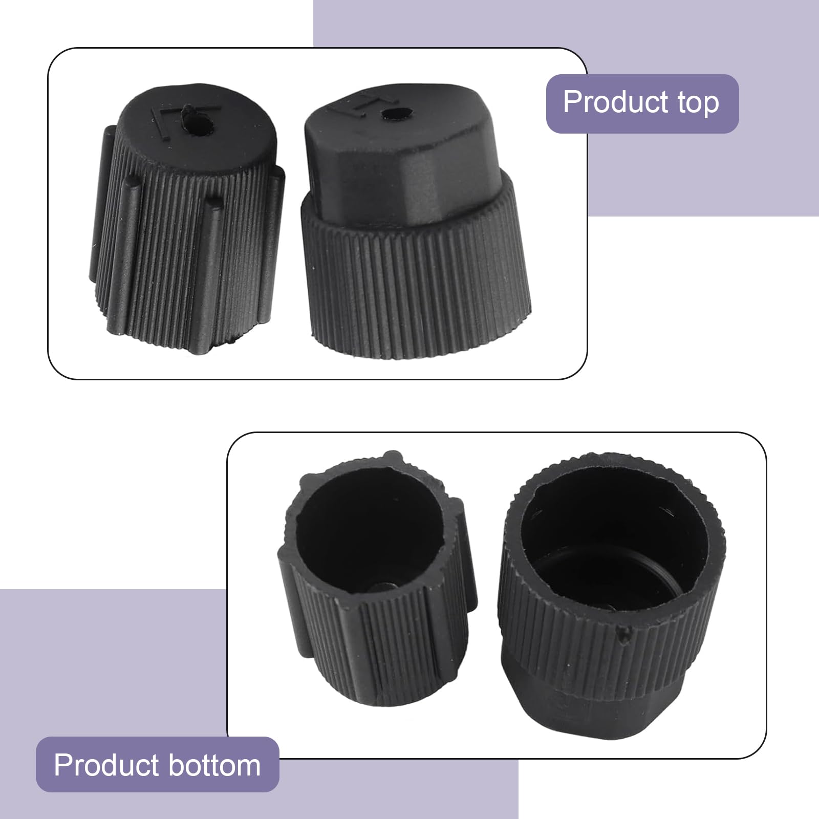 lekudo Car A/C Service Port Cap Kit 10pcs 0.5" Low & 0.6" High Pressure Black