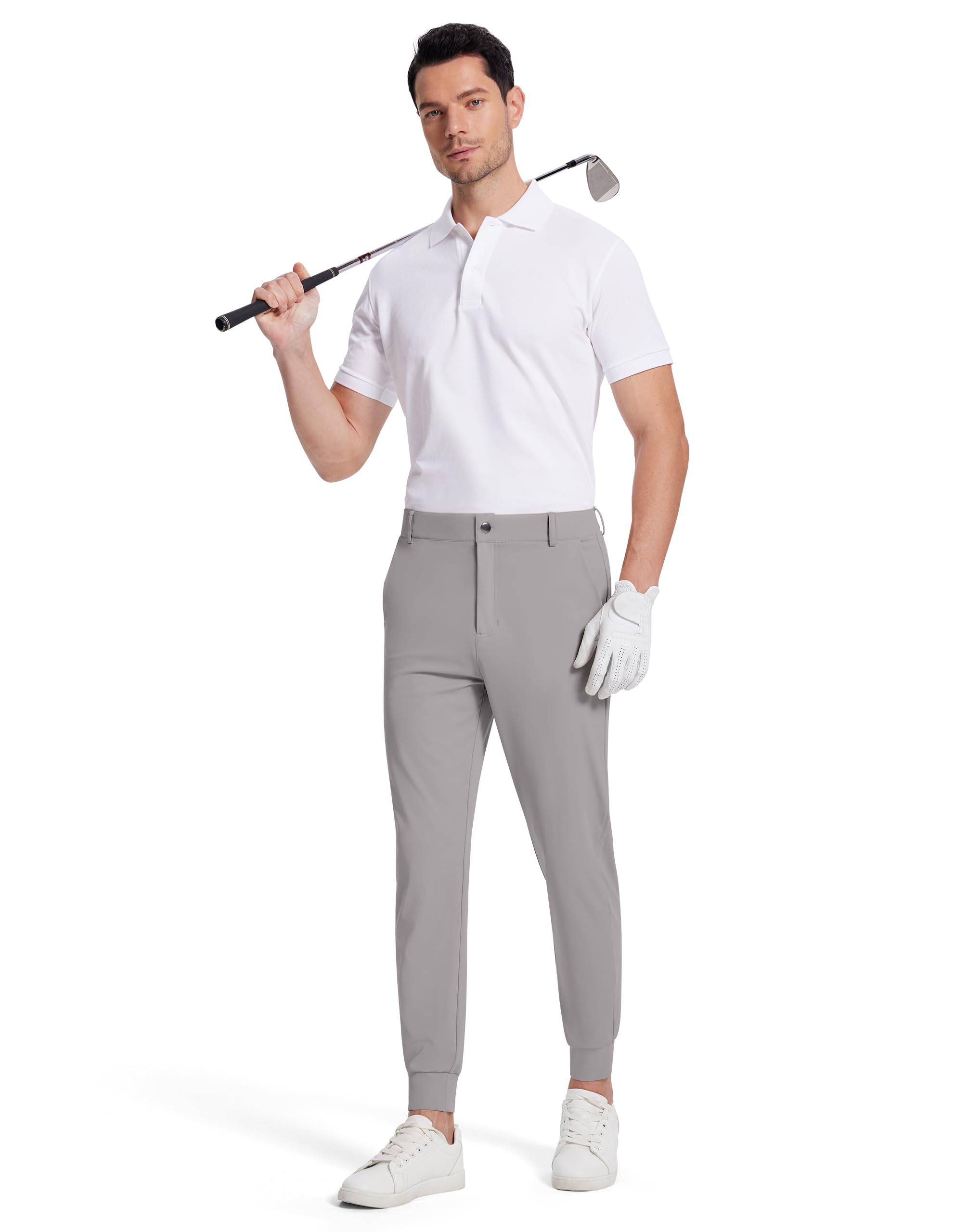 SERAMY Mens Golf Joggers Slim Fit Stretch Sweatpants Casual Pants M Sage Gray