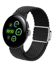MAKCPOIMER Braided Nylon Bands for Google Pixel Watch 1/2/3 41mm Black Grey