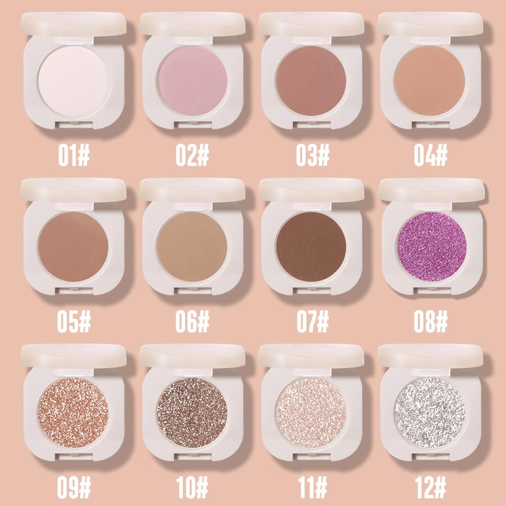 FeiCuiYun Light Pink Cream Glitter Metallic Eyeshadow Palette 1oz Mini