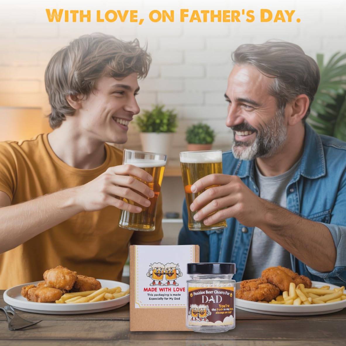 SOLMAY Funny Beer Cheers Gift Jar with 60 Uplifting Messages for Dad 0.5