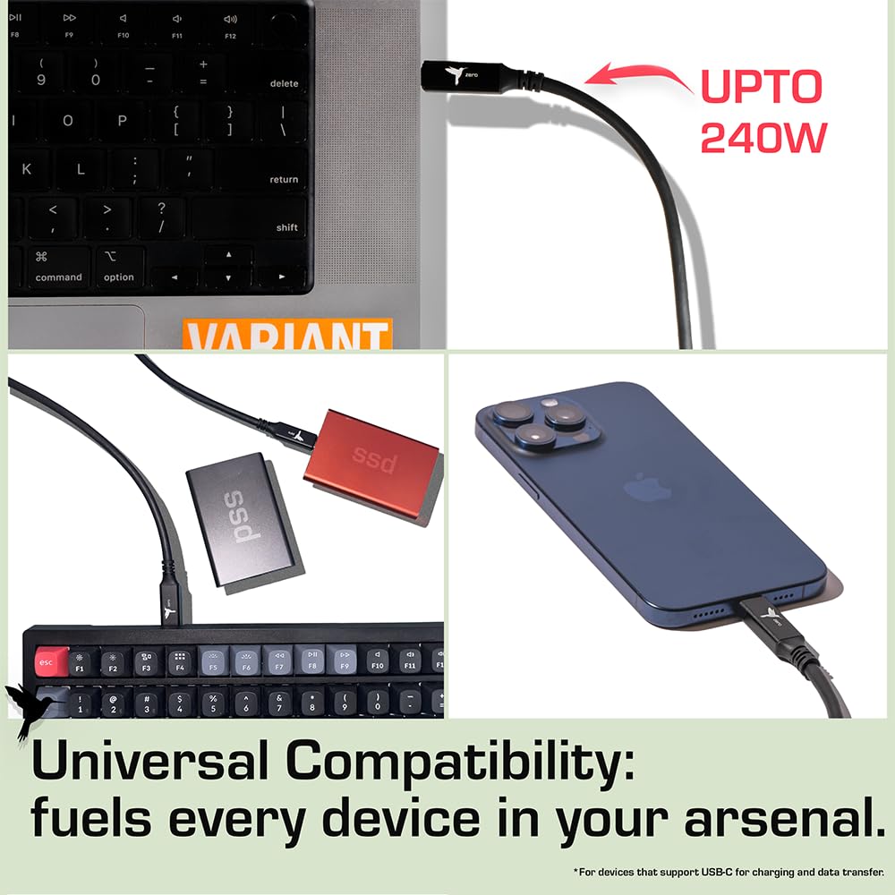 Ultimate 240W USB-C Cable USB-IF Cert 3.3ft 5A PD 3.1 EPR 40Gbps Black