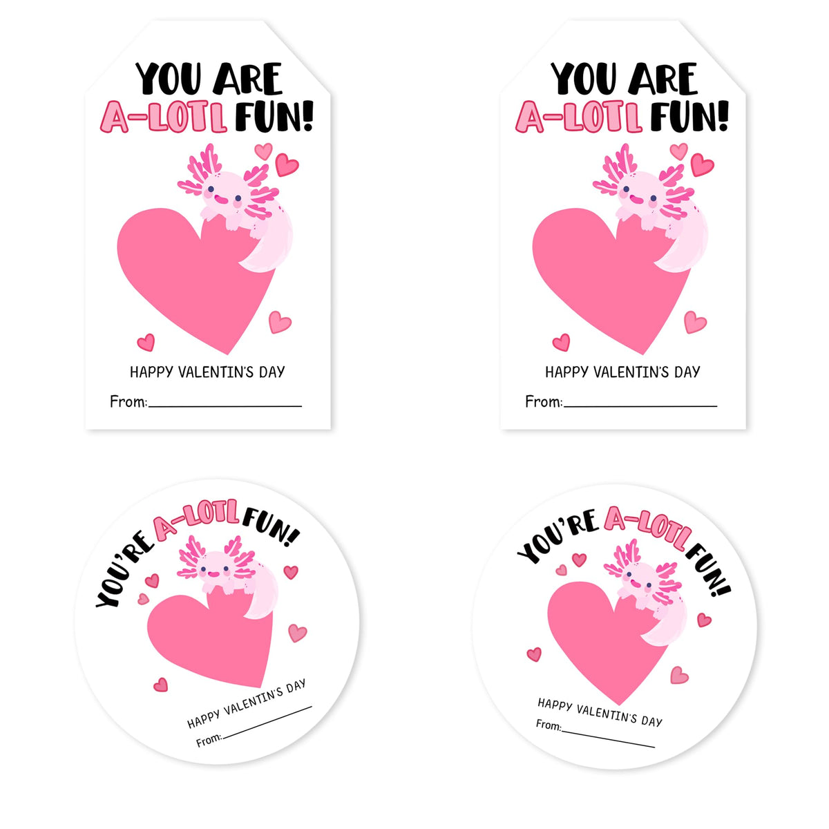 Valentine's Day Labels-You are A-Lotl Fun-20 Circles & 20 Rectangles Self-Adhesive Paper Stickers for Valentines Gifts Envelope Sealing Snack Stickers, Valentine's Day Supplies-04