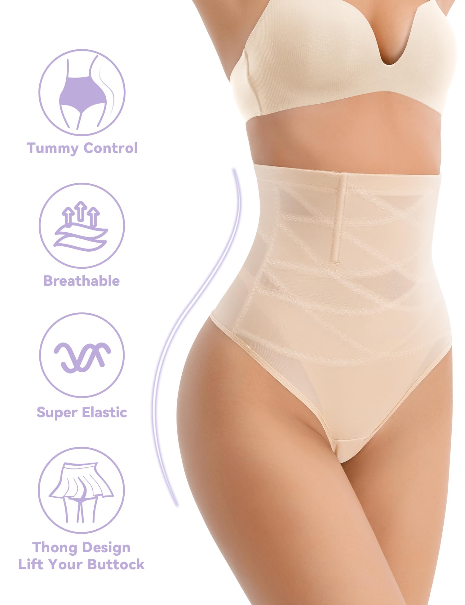 Esa Liang Shapewear Tummy Control High Waisted Thong Nude Size XX-Large