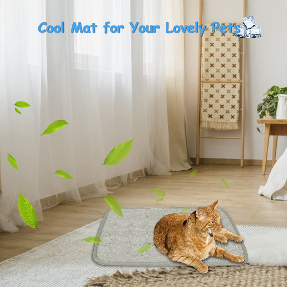 2PCS Summer Cooling Mat for Small Animals Bunny Guinea Pig 15.8x11.8 Grey