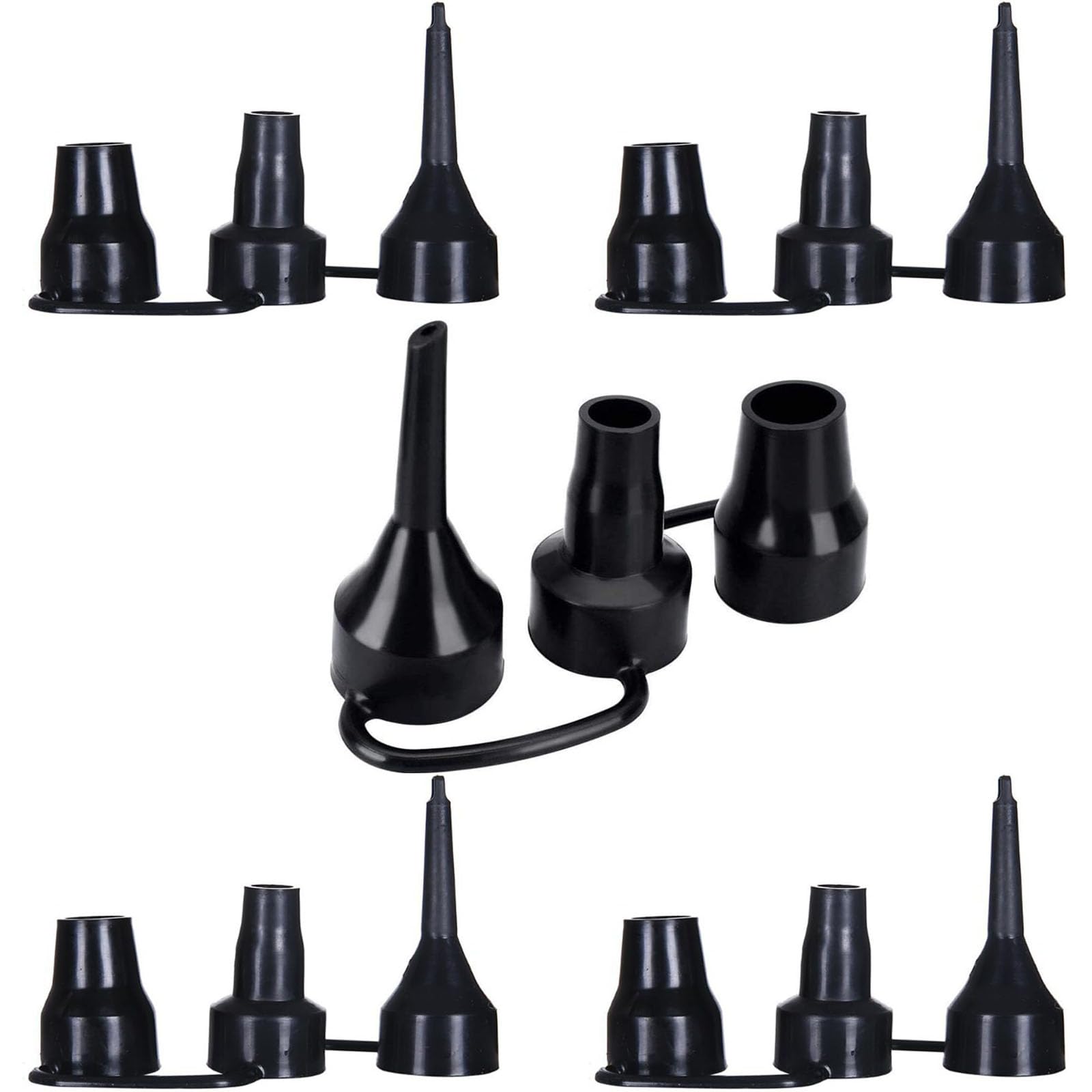 ZROSIN 5Pcs Black Electric Air Pump Replacement Nozzles 3 Sizes Plastic