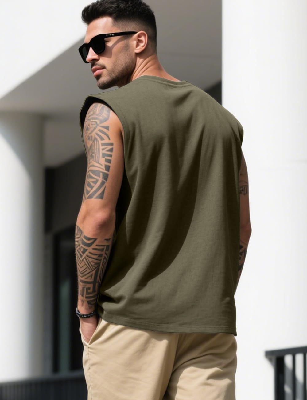 QOSOQ Mens Gym Tank Top Sleeveless Quick Dry Muscle Shirt Running Tee