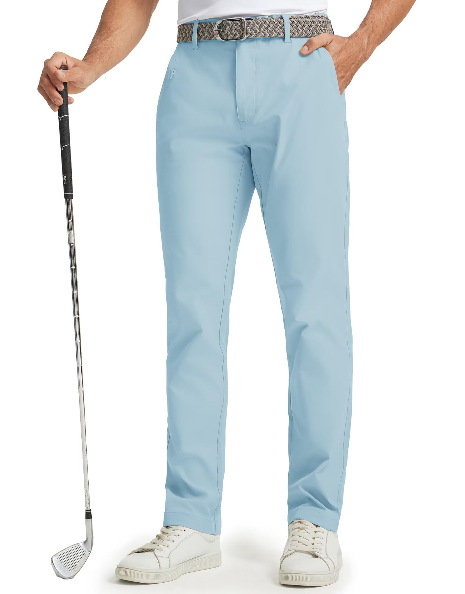 M MAELREG Mens Dress Pants Relaxed Fit Business Golf Trousers Light Blue Size 30