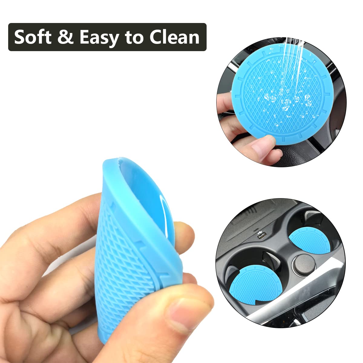 4-Pack Cup Holder Coasters 2.75” Non-Slip PVC Car Accessory Gray