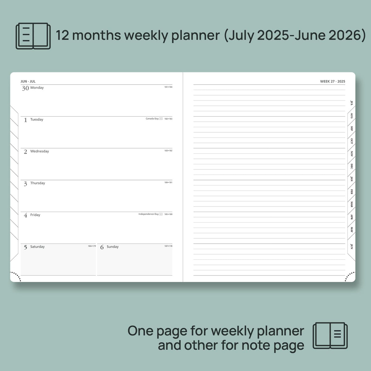 POPRUN Weekly Planner 2025-2026 (Large 8.5''x 10.5'') Academic Calendar