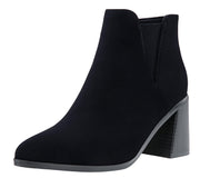 Vepose Women's Ankle Booties Pointed Toe Block Heel Blacknubuck Size 10