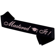 PYQWA Mastered It Graduation Sash Black Satin Rose Gold Foil Class of 2026