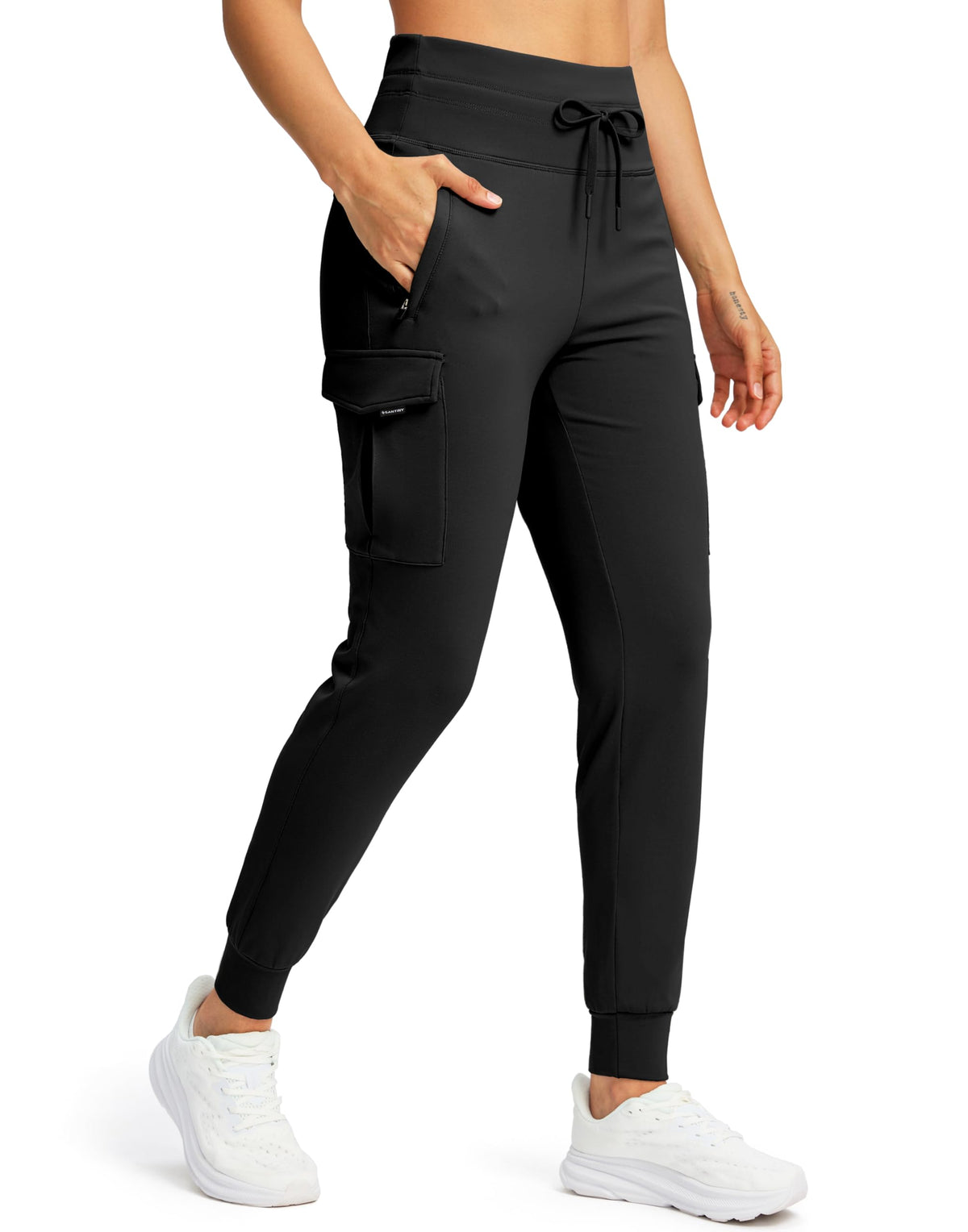 SANTINY Women Fleece Lined Cargo Joggers High Waisted Winter Warm Waterproof