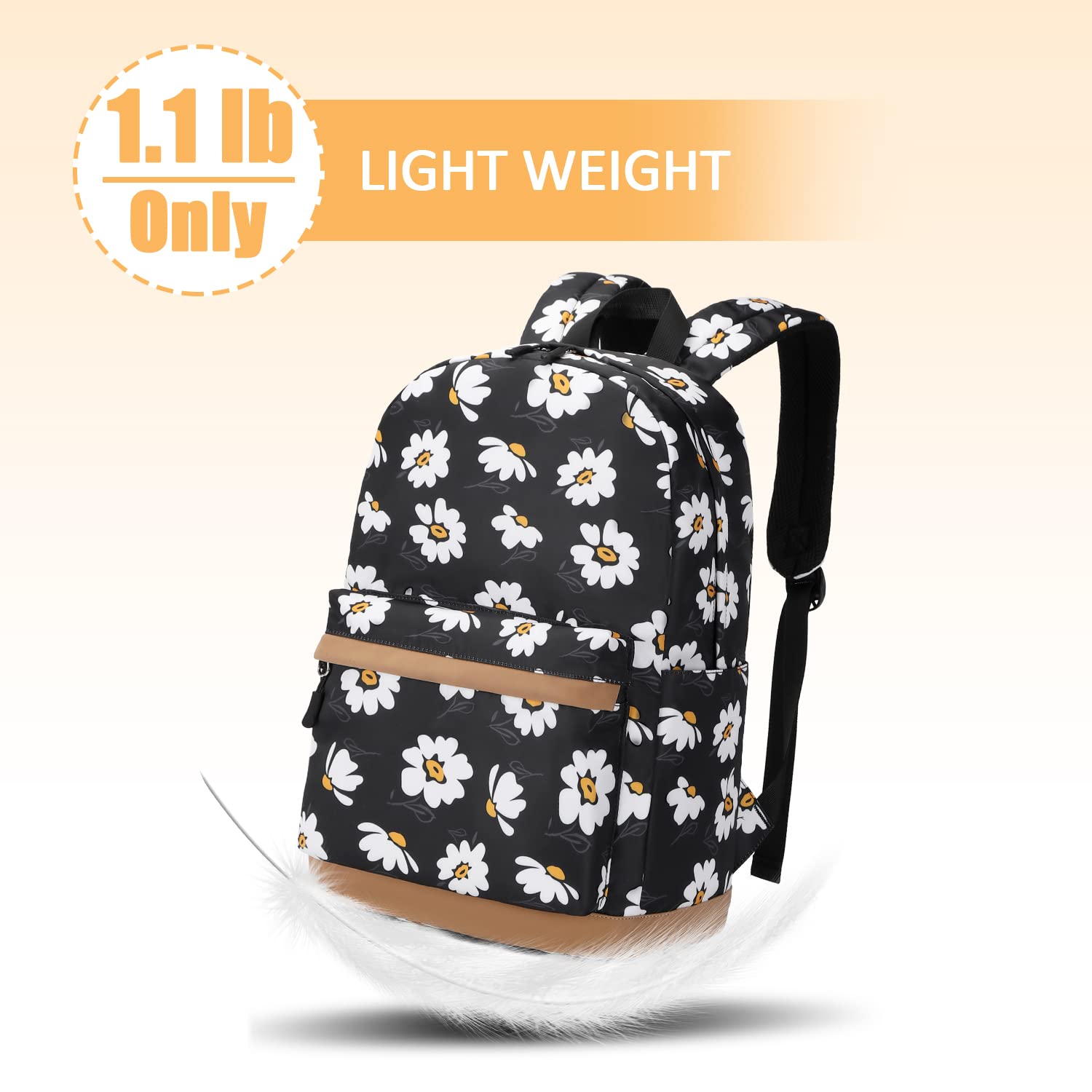 Robhomily Girls 17" Purple Daisy School Backpack with Lunch Box Medium
