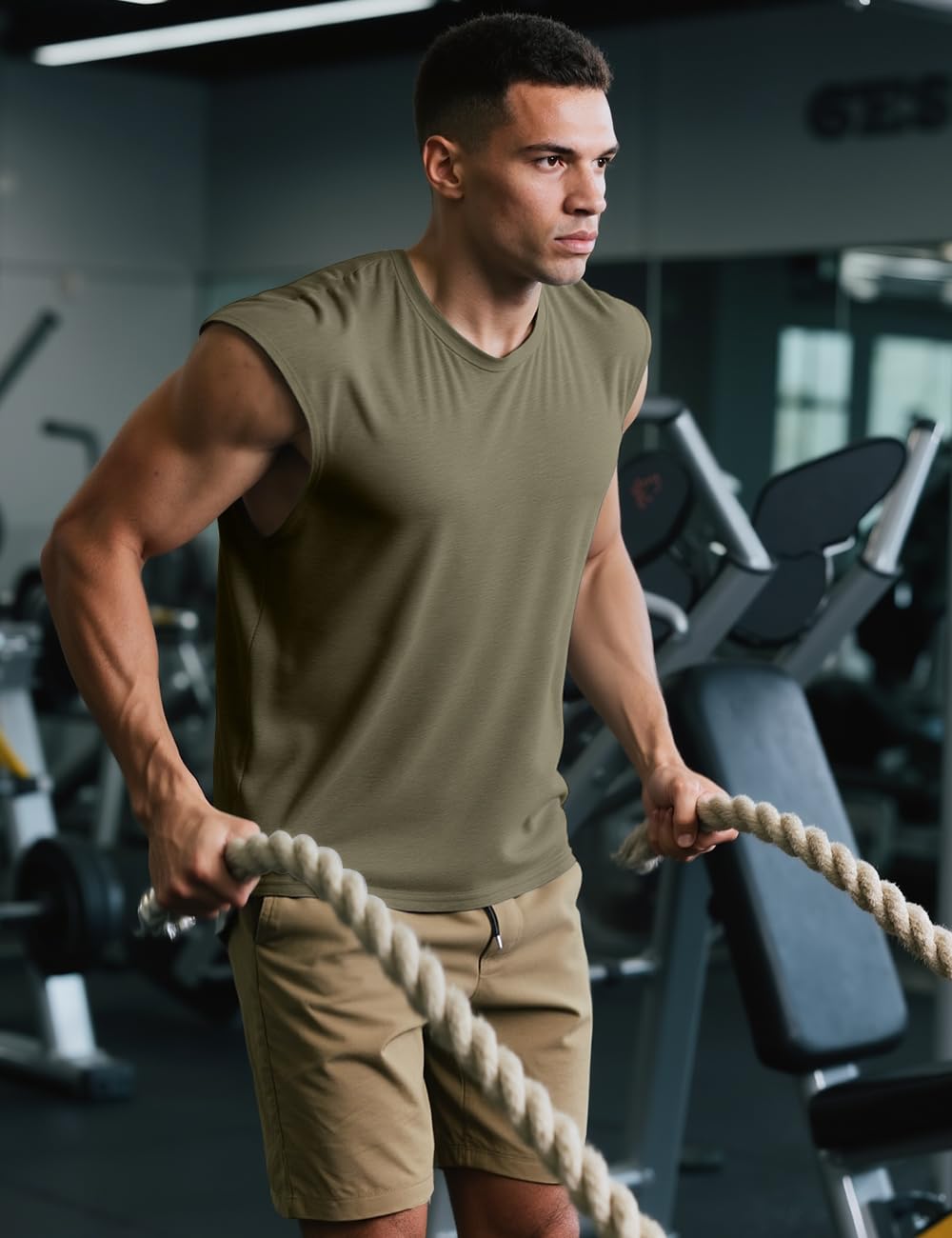 QOSOQ Mens Gym Tank Top Sleeveless Quick Dry Muscle Shirt Running Tee