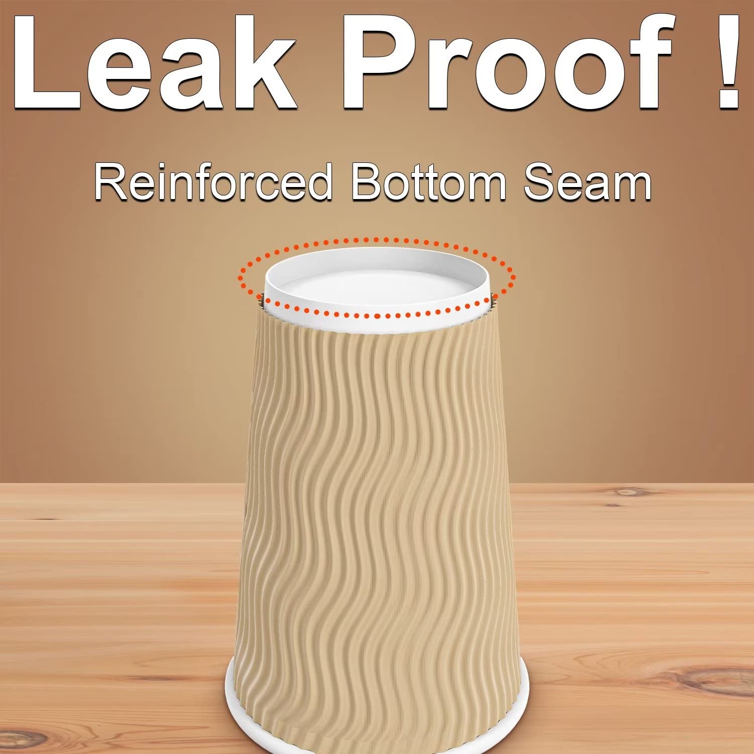 Luckypack Hot Paper Cups 16oz Disposable Insulated Ripple Wall Brown 100pcs