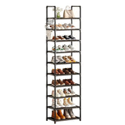 Simple Trending Tall Shoe Rack 10 Tiers Holds 20 Pairs with Hooks Black