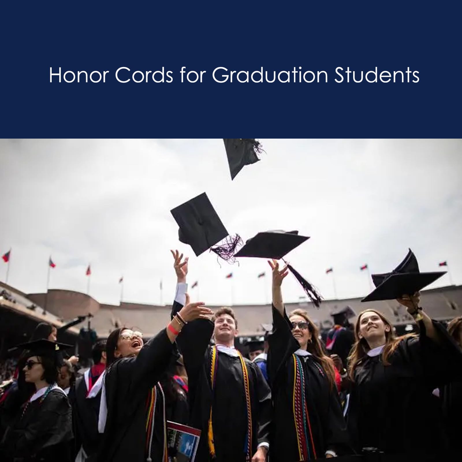 FOMOMDI Graduation Honor Cord 68" Navy College Graduation Accessory