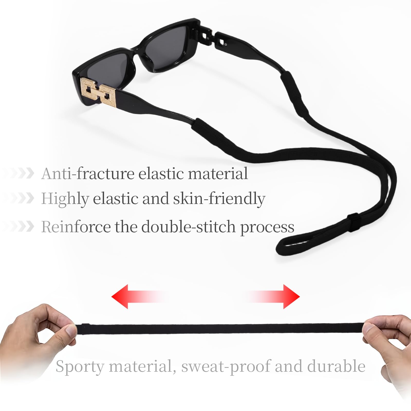 Zoaiirte 6 Pack Adjustable Anti Slip Glasses Strap Sports Sunglasses Retainer