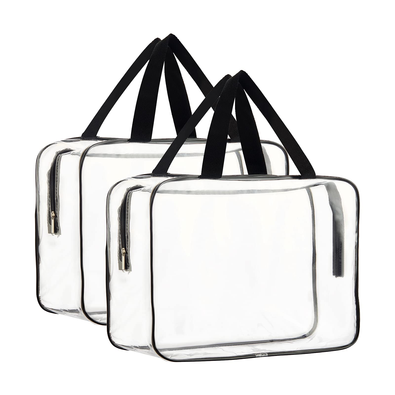 HAOGUAGUA 2-Piece Large Clear Waterproof Makeup Cosmetic Organizer Bag
