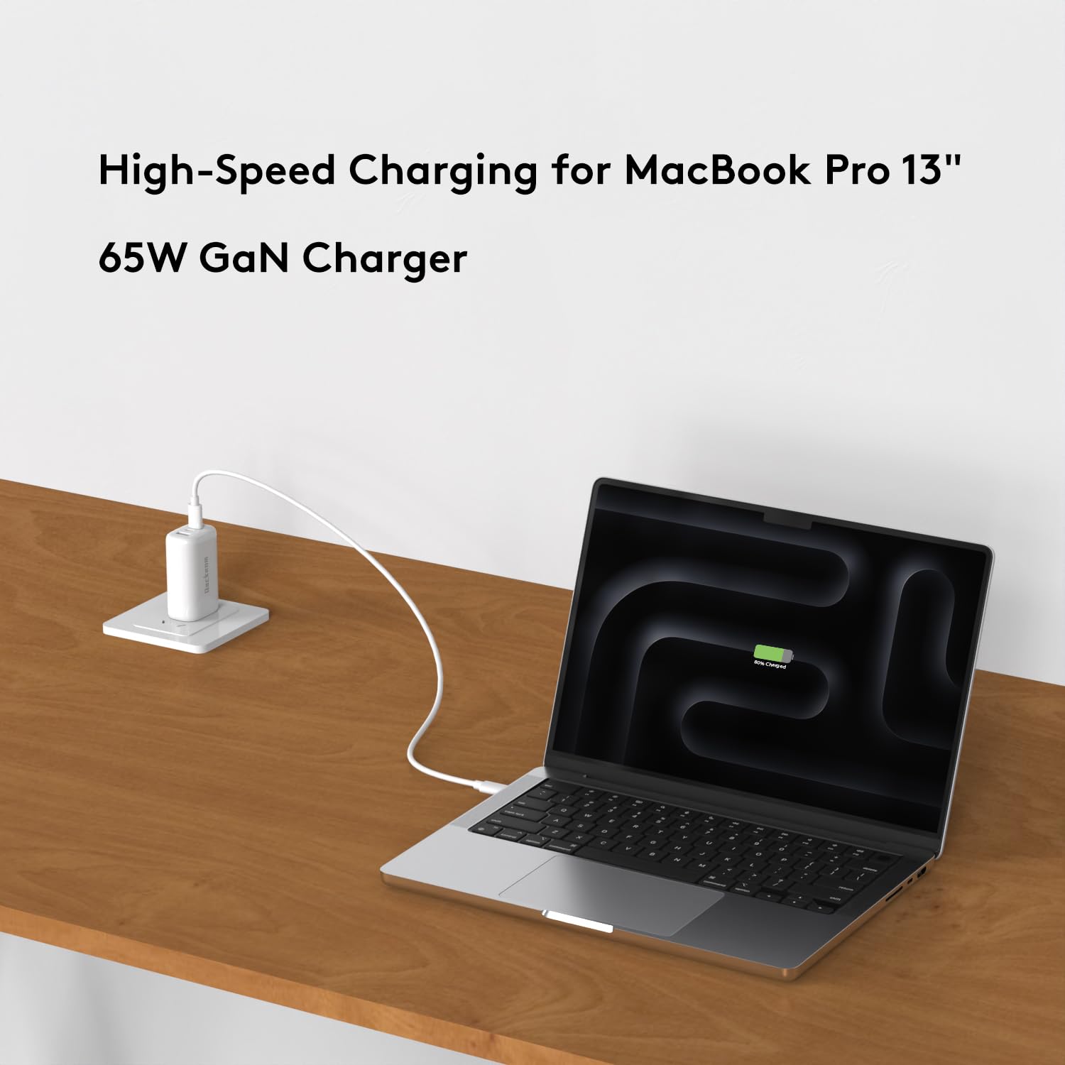 Qackenm 65W 3-Port GaN USB C Charger Foldable Fast Charging White