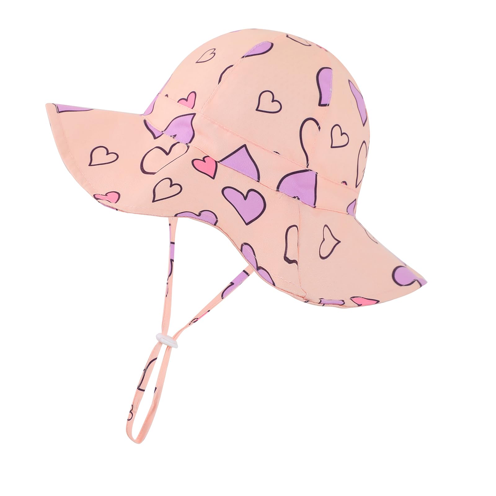 Mookiraer Baby Girl Sun Hat UPF 50+ Wide Brim Orange Heart Size 6-12 Months