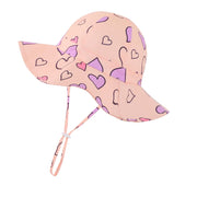 Mookiraer Baby Girl Sun Hat UPF 50+ Wide Brim Orange Heart Size 6-12 Months