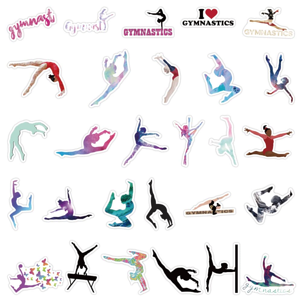 MAXSNOW Gymnastics Stickers 50pcs Vinyl Waterproof White Dance Stickers