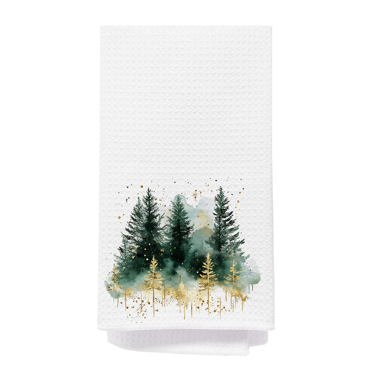 IAFQWDS Christmas Tree Kitchen Towel, Green & Gold, 16 x 24 in