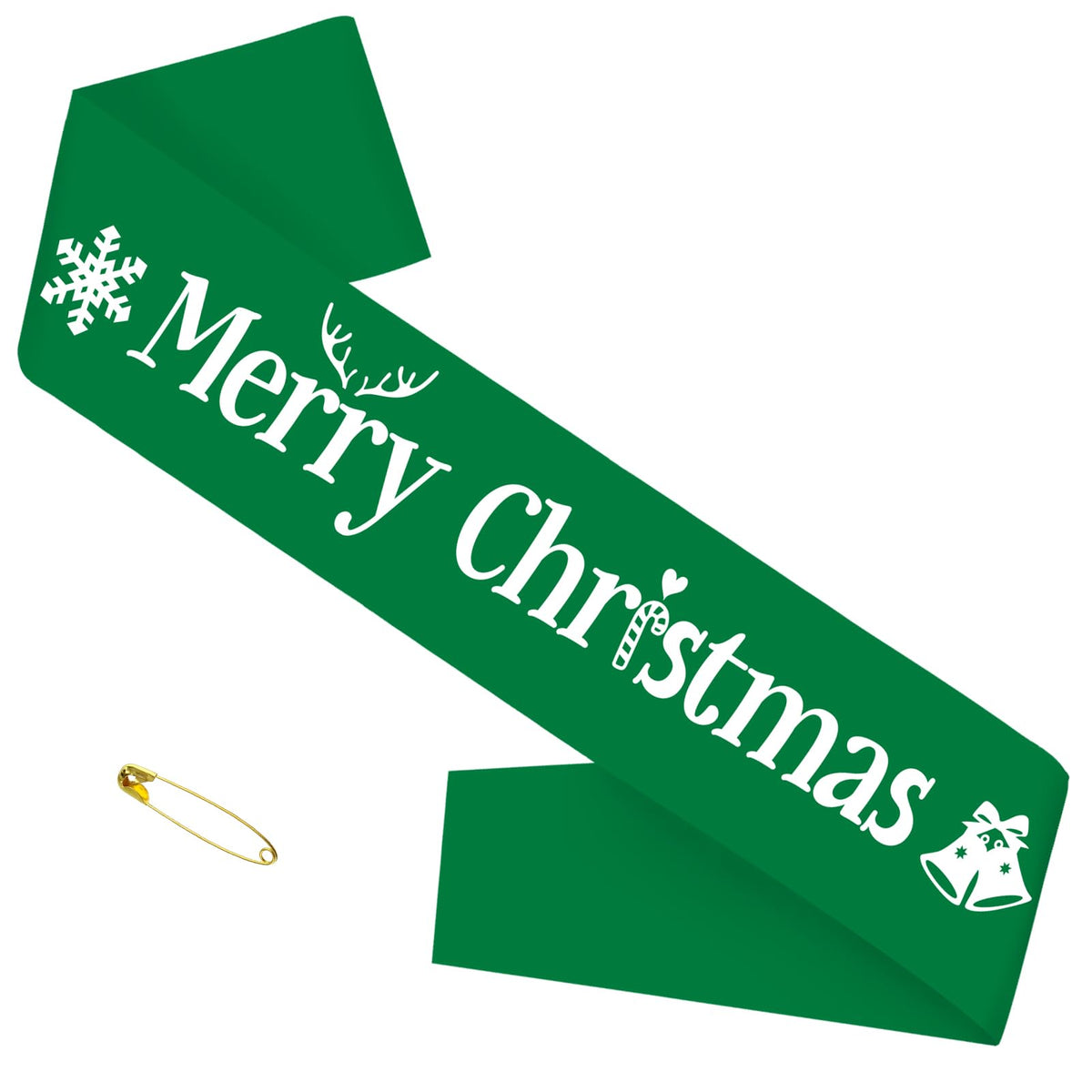 JXYCBZYing Merry Christmas Sash, Retro Sage Green Merry Christmas Party Sash, Xmas Holiday Sash, Merry Christmas Party Decorations, Ideas, Gifts, Jokes and Favors (Retro Sage Green + White)