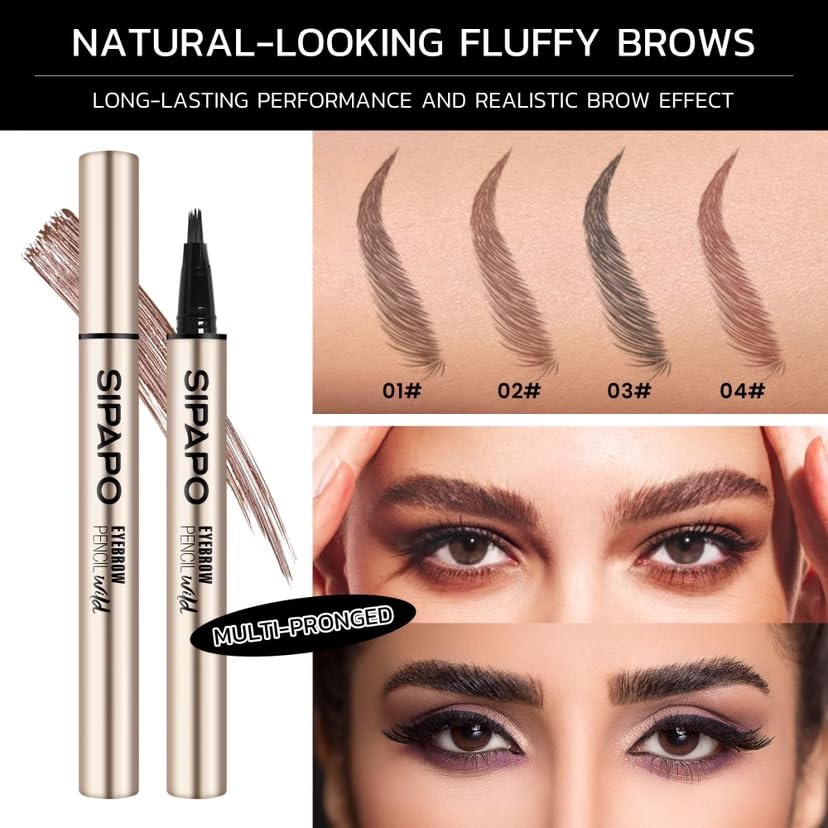 Hegafoo Brow-Fection Microblading Eyebrow Pen Waterproof Liquid 0.02oz Black 03