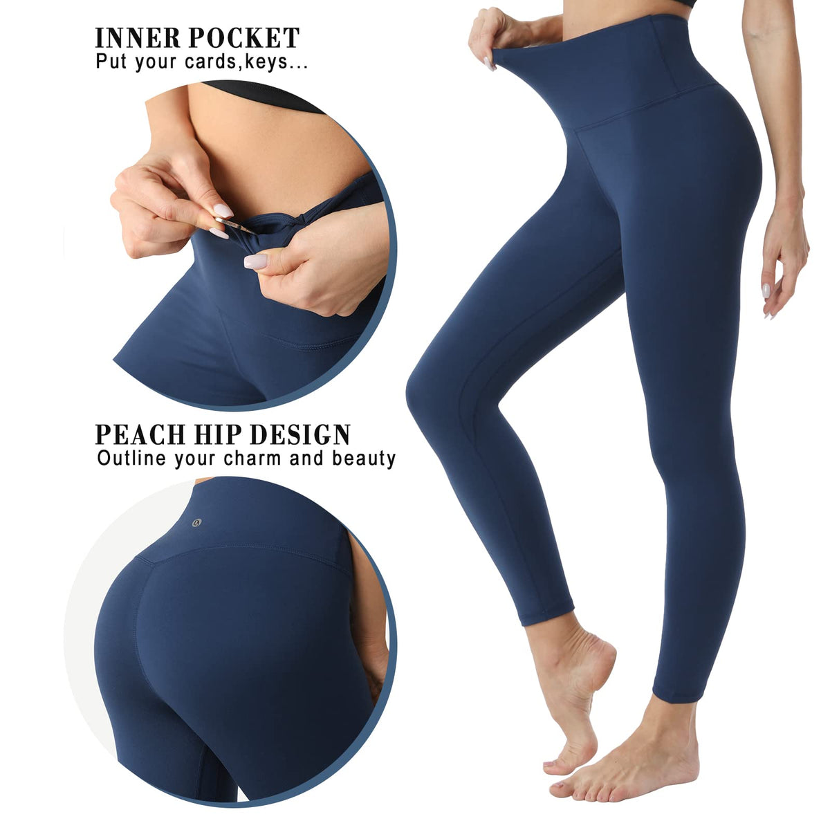 Desol Leggings for Women, High Waisted Yoga Pants Tummy Control Gym Workout Running Womens Leggings 25"/28"