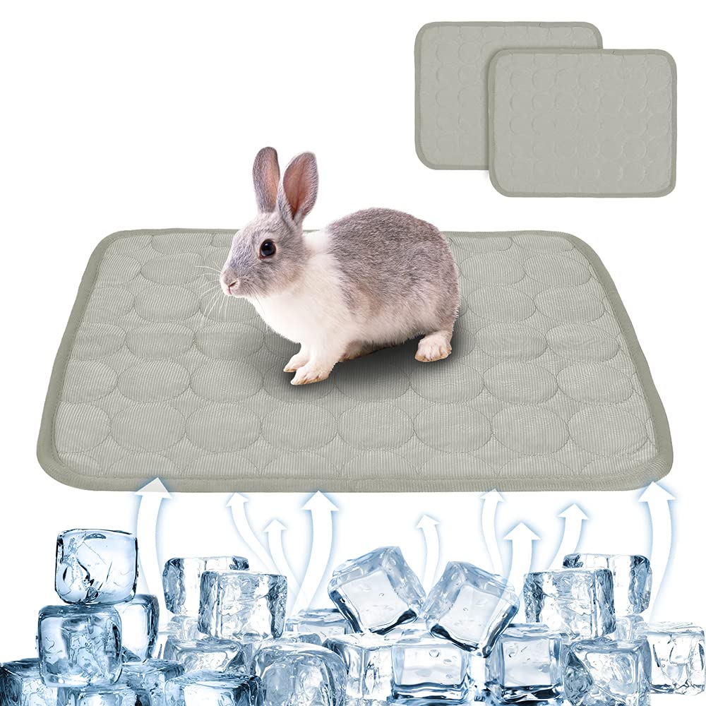 2PCS Summer Cooling Mat for Small Animals Bunny Guinea Pig 15.8x11.8 Grey