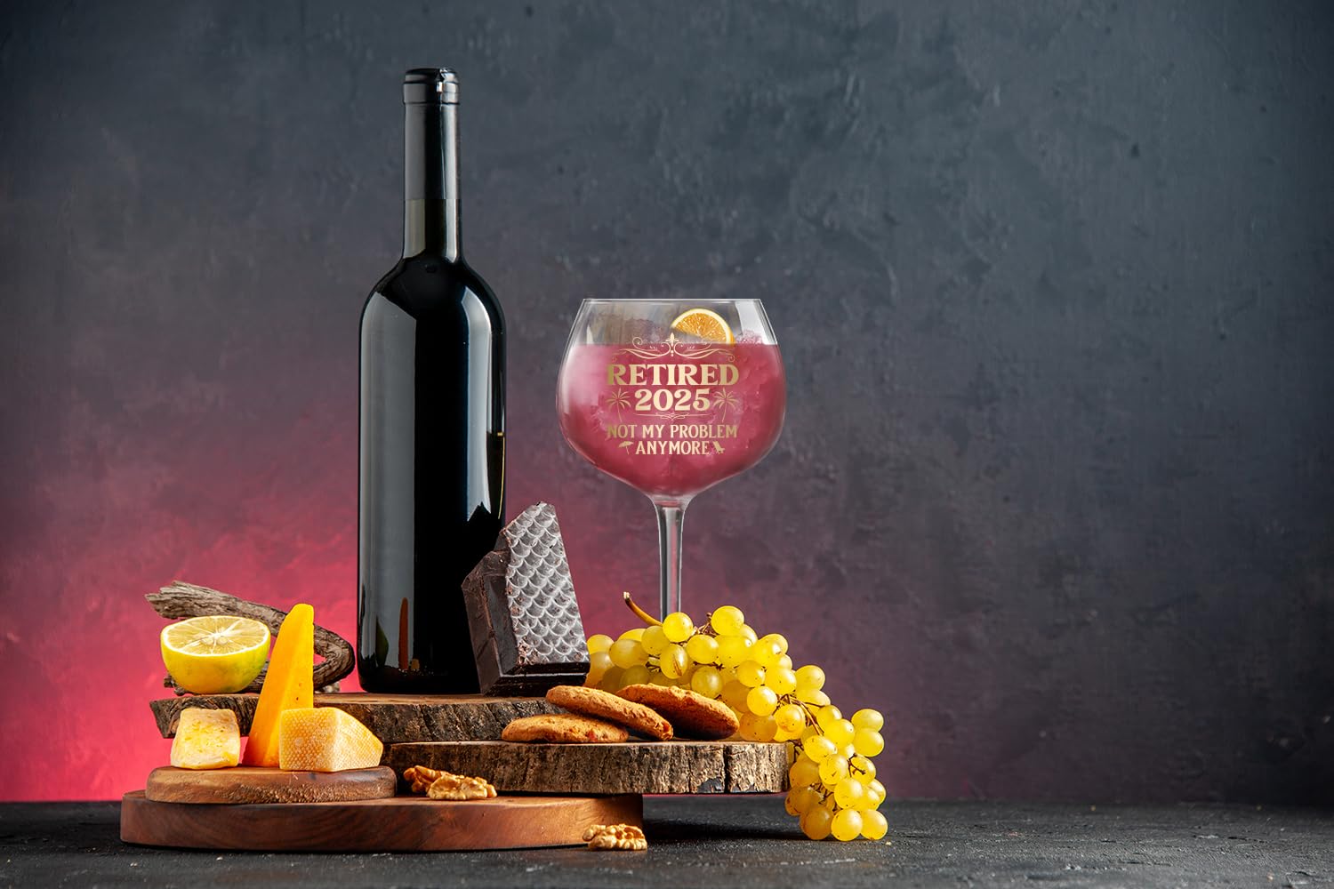 NewEleven 16oz Retired 2025 White Wine Glass Retirement Gift Woman Coworker