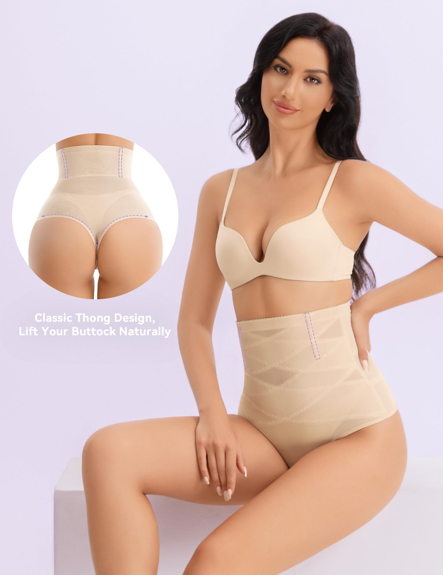 Esa Liang Shapewear Tummy Control High Waisted Thong Nude Size XX-Large
