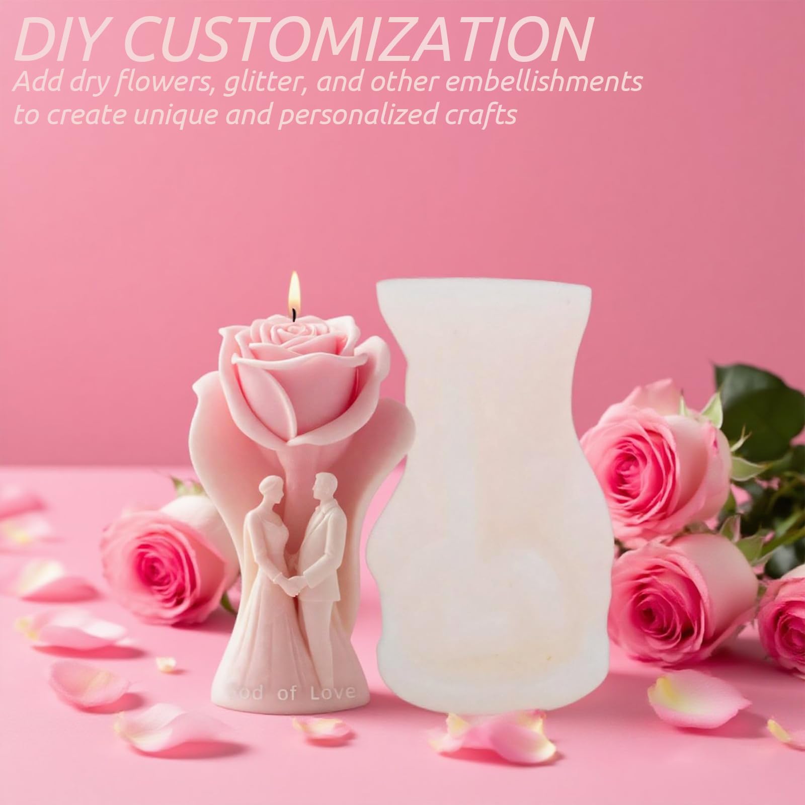 Couple Candle Silicone Mold Wax Melt Epoxy Resin Rose Soap DIY Craft