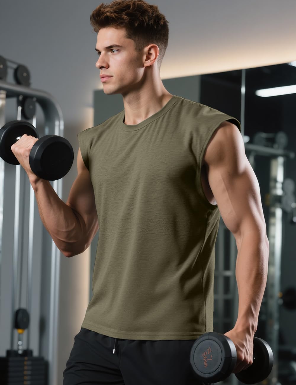 QOSOQ Mens Gym Tank Top Sleeveless Quick Dry Muscle Shirt Running Tee