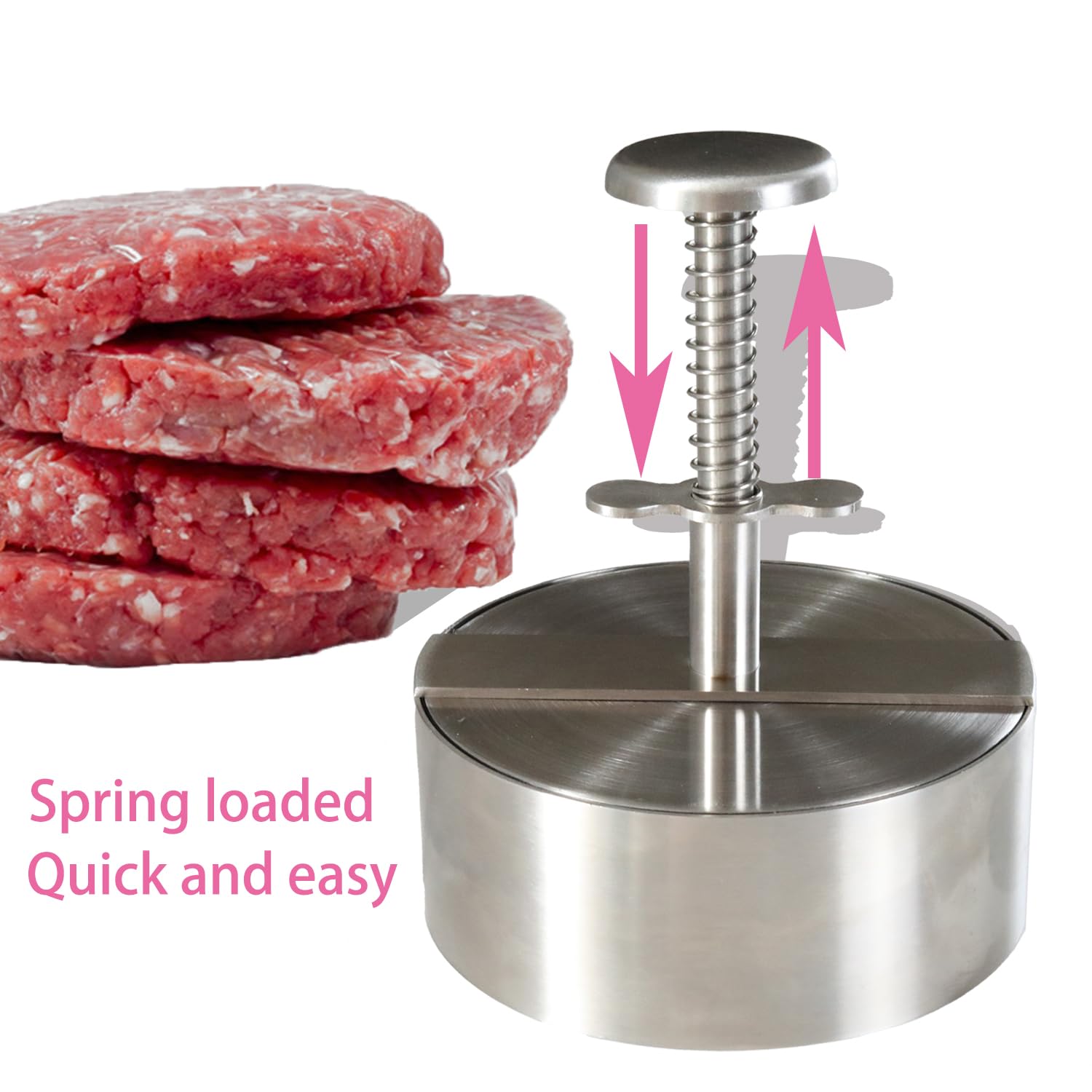 JEFBURCH Burger Press 304 Stainless Steel Patty Maker with 100 Papers