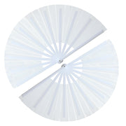 GeGeYa 13inch Large Rave Popping Hand Fans Foldable White 2 Packs