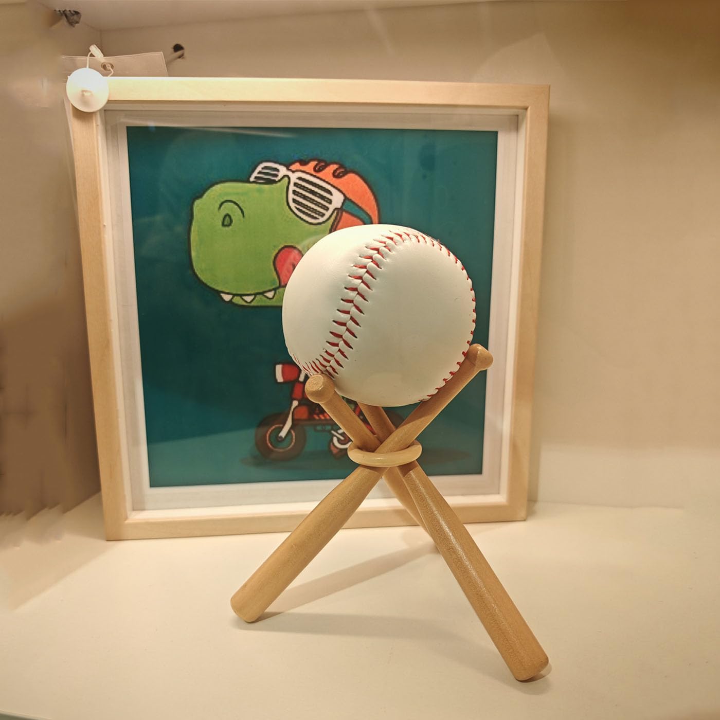 Luozong Wooden Baseball Holder Stand Display for Balls 3 Pack