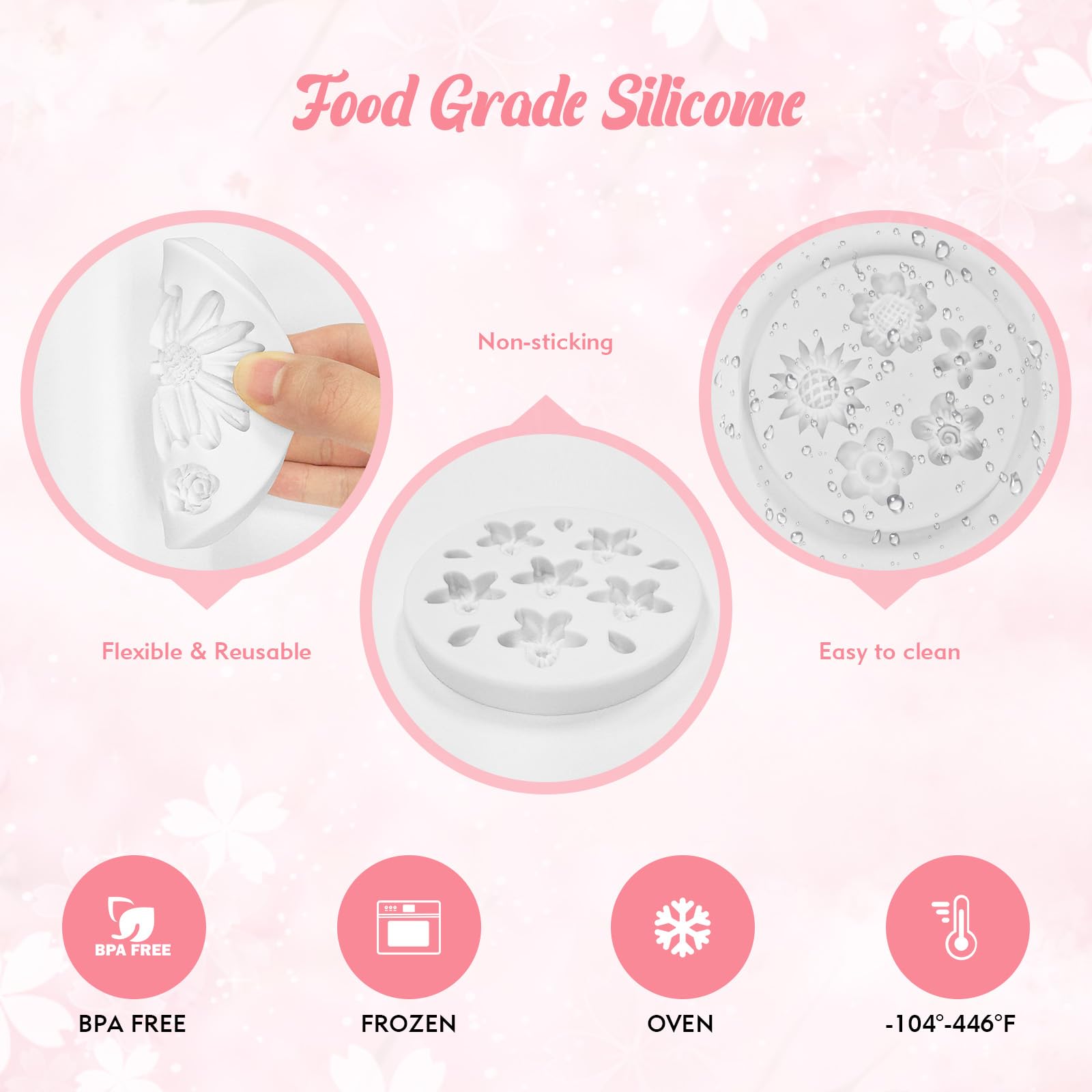 CNTVO 5Pcs Daisy Silicone Flower Molds Gray for Resin Baking DIY Multi-Color