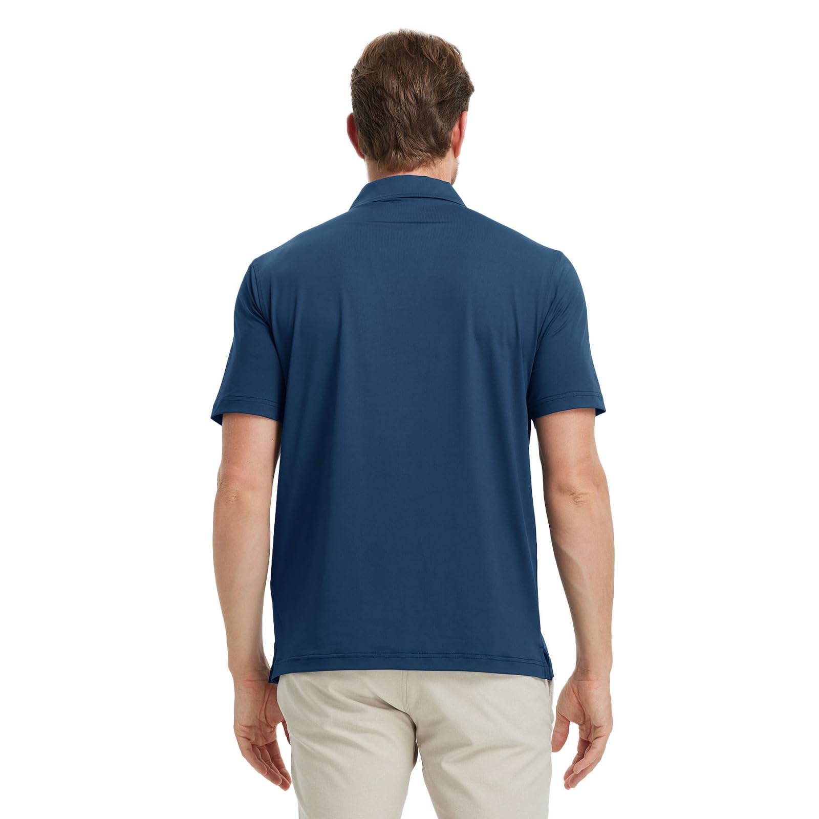 M MAELREG Mens Golf Polo Shirt Dry Fit V Neck Moisture Wicking Blue