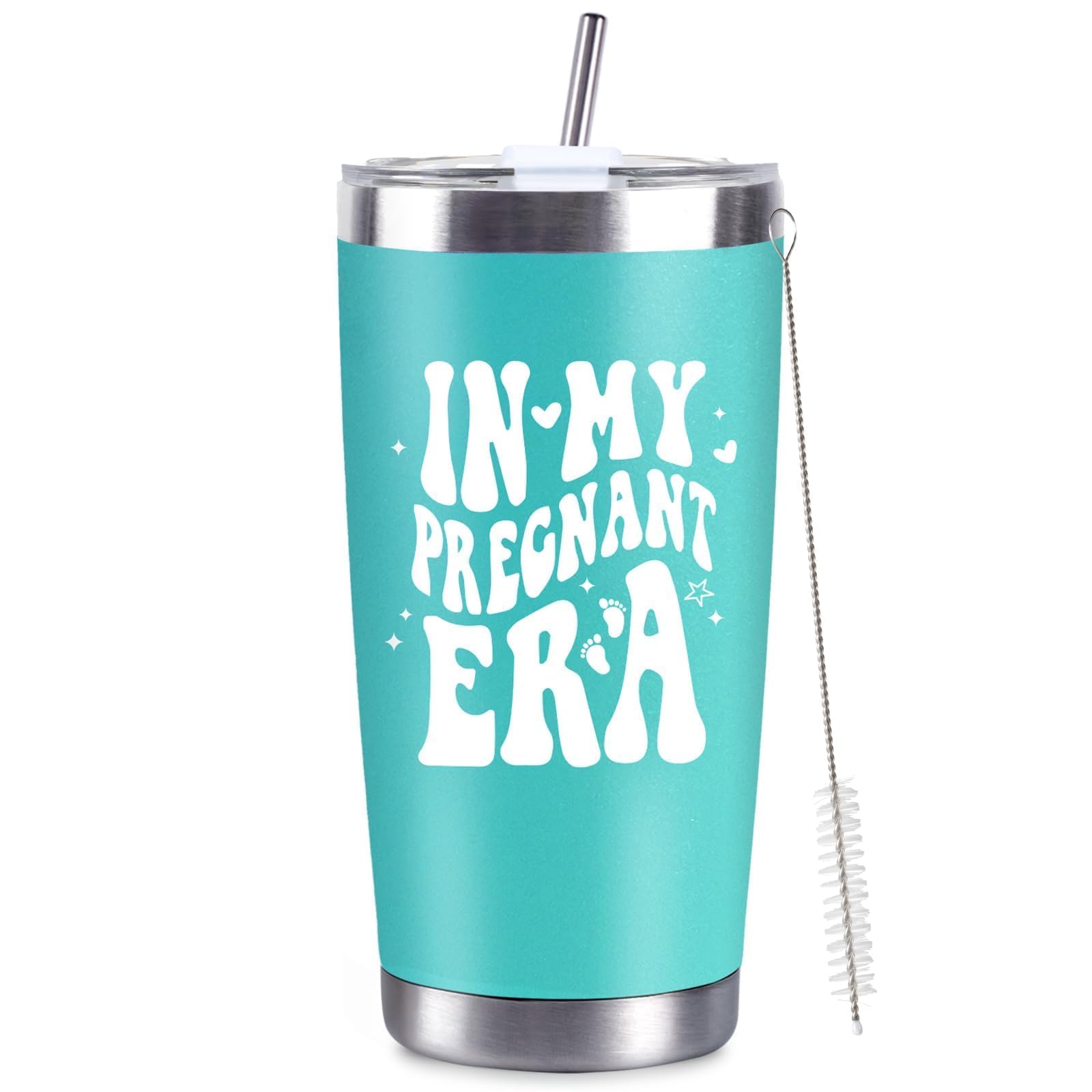 CUPLOOV Pregnant Blue Tumbler 20oz Insulated Cup with Lid & Straw