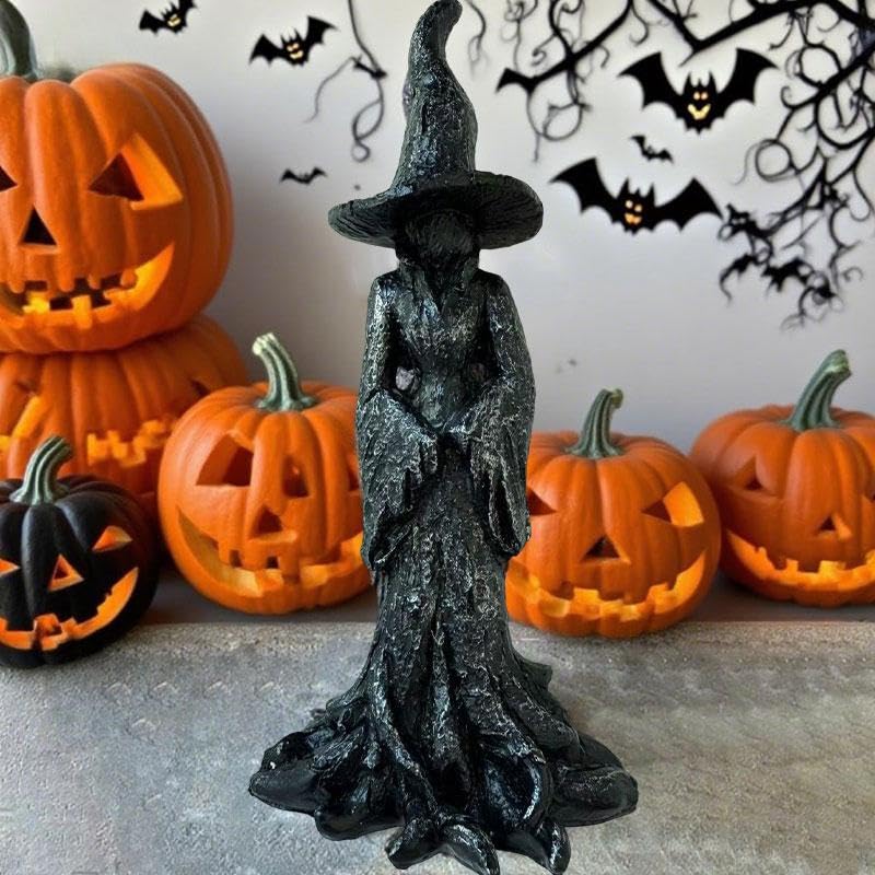 Gothic Halloween Witch Statue Vintage Magician Dark Fantasy Collectible 20cm