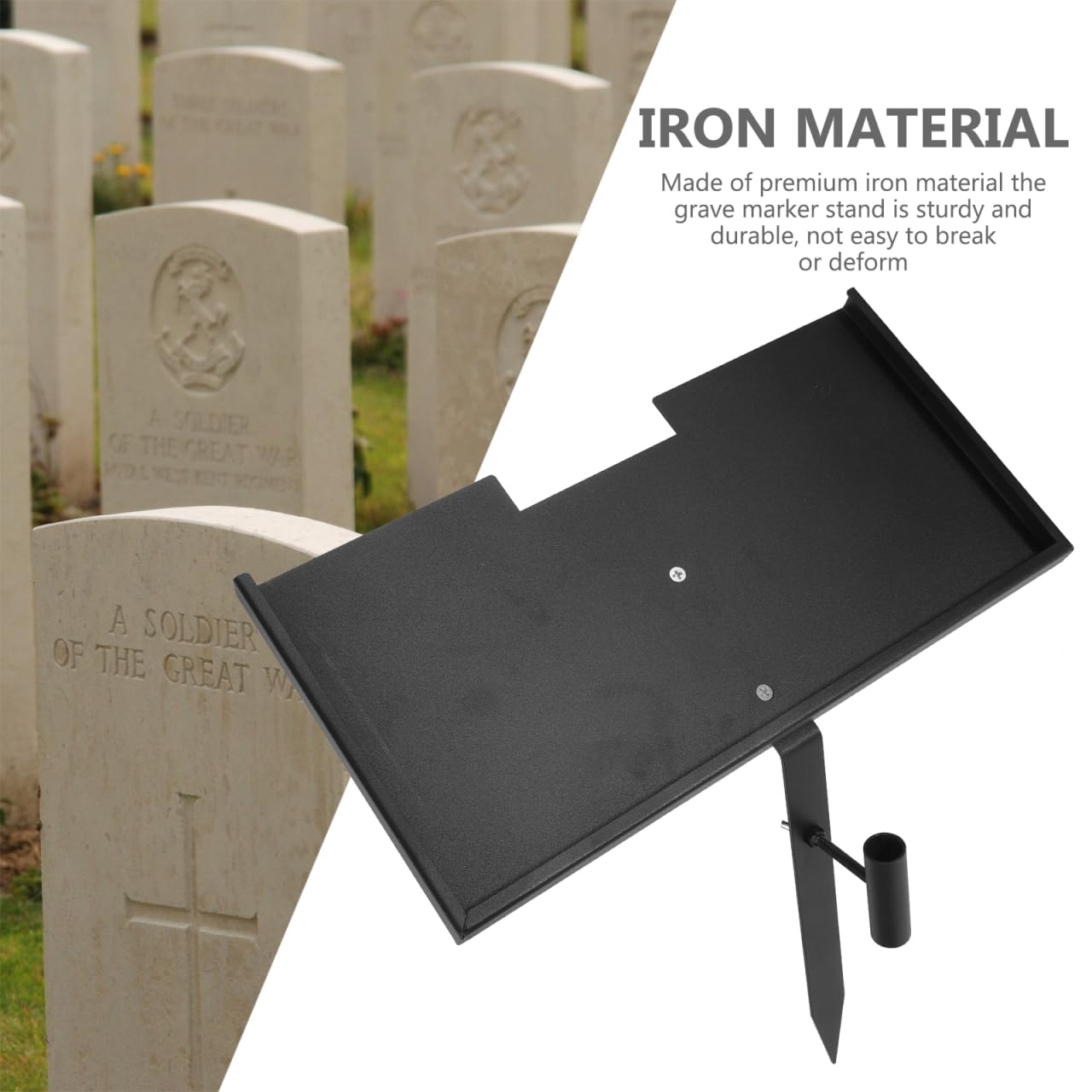 Cabilock Metal Memorial Stone Stand for Pets 6x12 Stones Metal Cemetery Decor