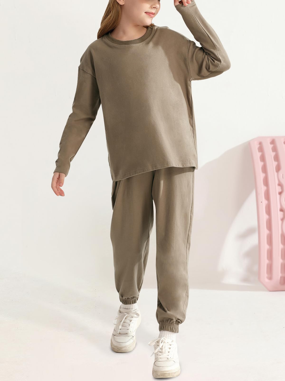 Blaward Girls 2-Piece Sweatsuit Set, Long-Sleeve Top & Jogger Pants, 12-13 Years