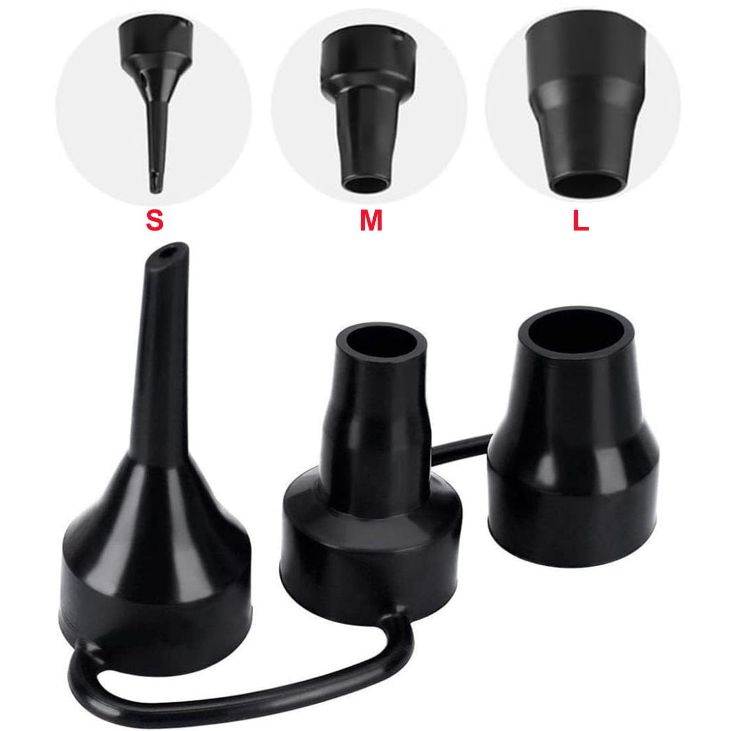 ZROSIN 5Pcs Black Electric Air Pump Replacement Nozzles 3 Sizes Plastic
