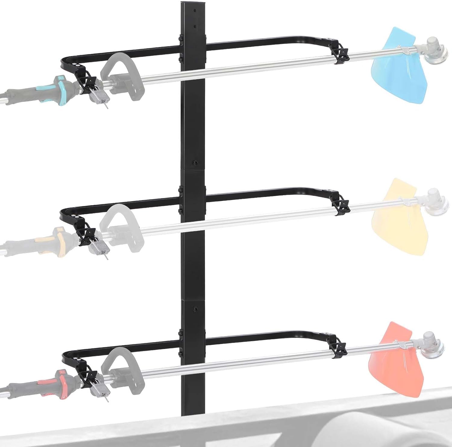 CAROD 3-Place Steel Weed Eater Rack for Trailer Lawn Equipment with Locks